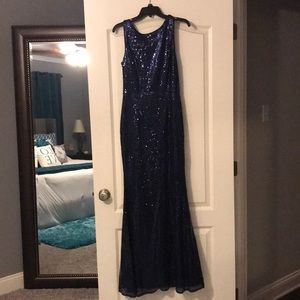 Navy blue sequin formal gown